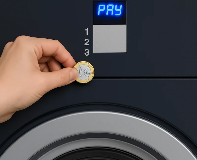 Pagar en la central de pago con monedas